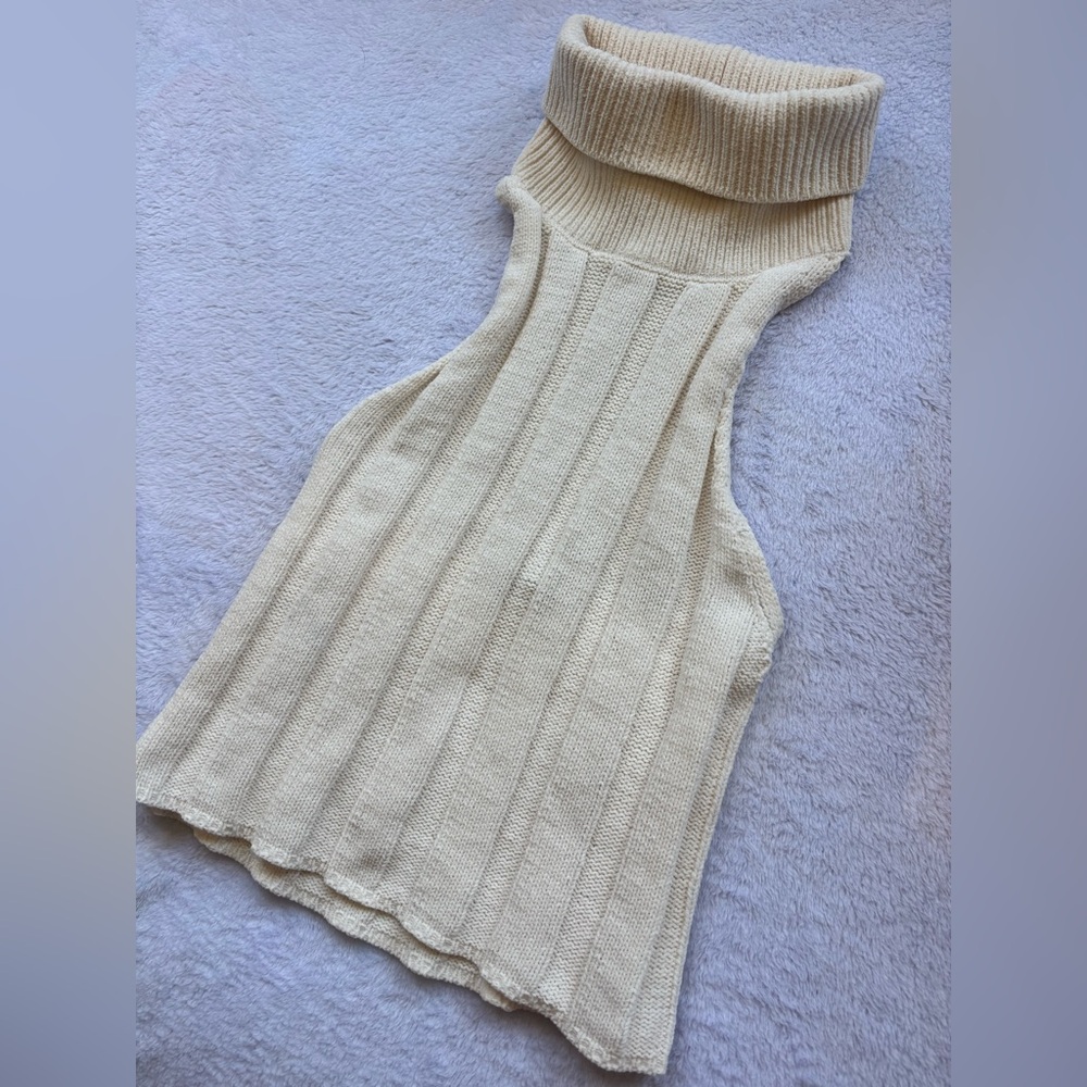 Zara Cream Cowl Neck Sweater with Ribbed Texture